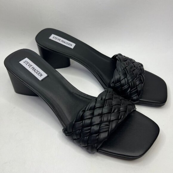 Steve Madden Black Woven Mules - Picture 1 of 16
